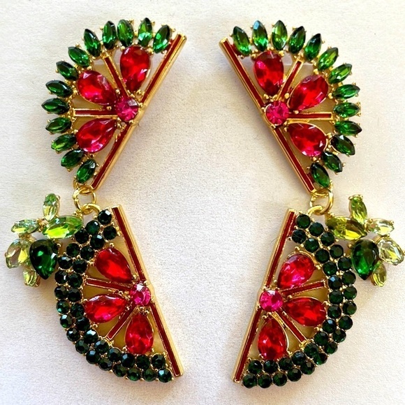 Brand New BaubleBar Watermelon Slide Drop Earrings Summer Fruit - Picture 6 of 9